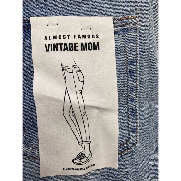 Almost Famous Vintage Mom Jeans Women's Faded Blue Distressed Destructed NEW - Picture 11 of 14